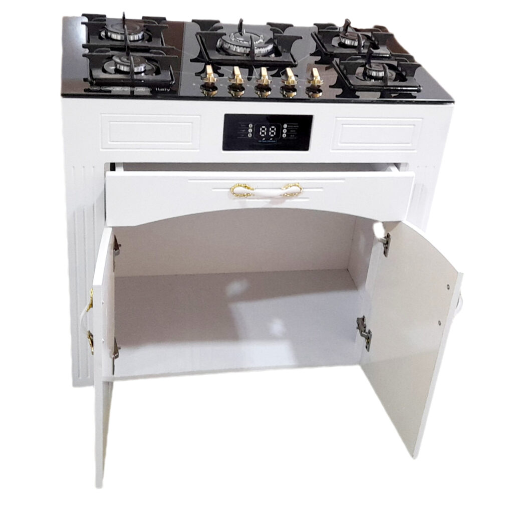 اجاق گاز 5 شعله هاکان مدل رو شیشه  فندک دار دو درب جا قاشوقی //CHM_ M6//