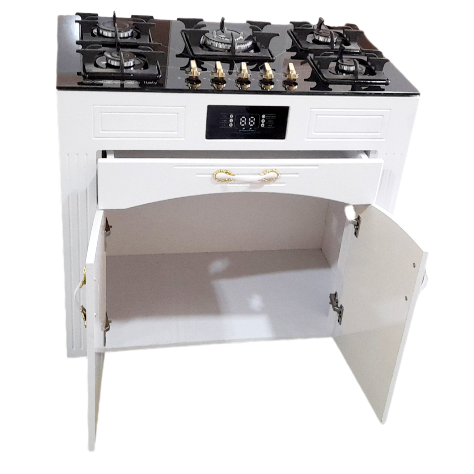 اجاق گاز 5 شعله هاکان مدل رو شیشه  فندک دار دو درب جا قاشوقی //CHM_ M6//