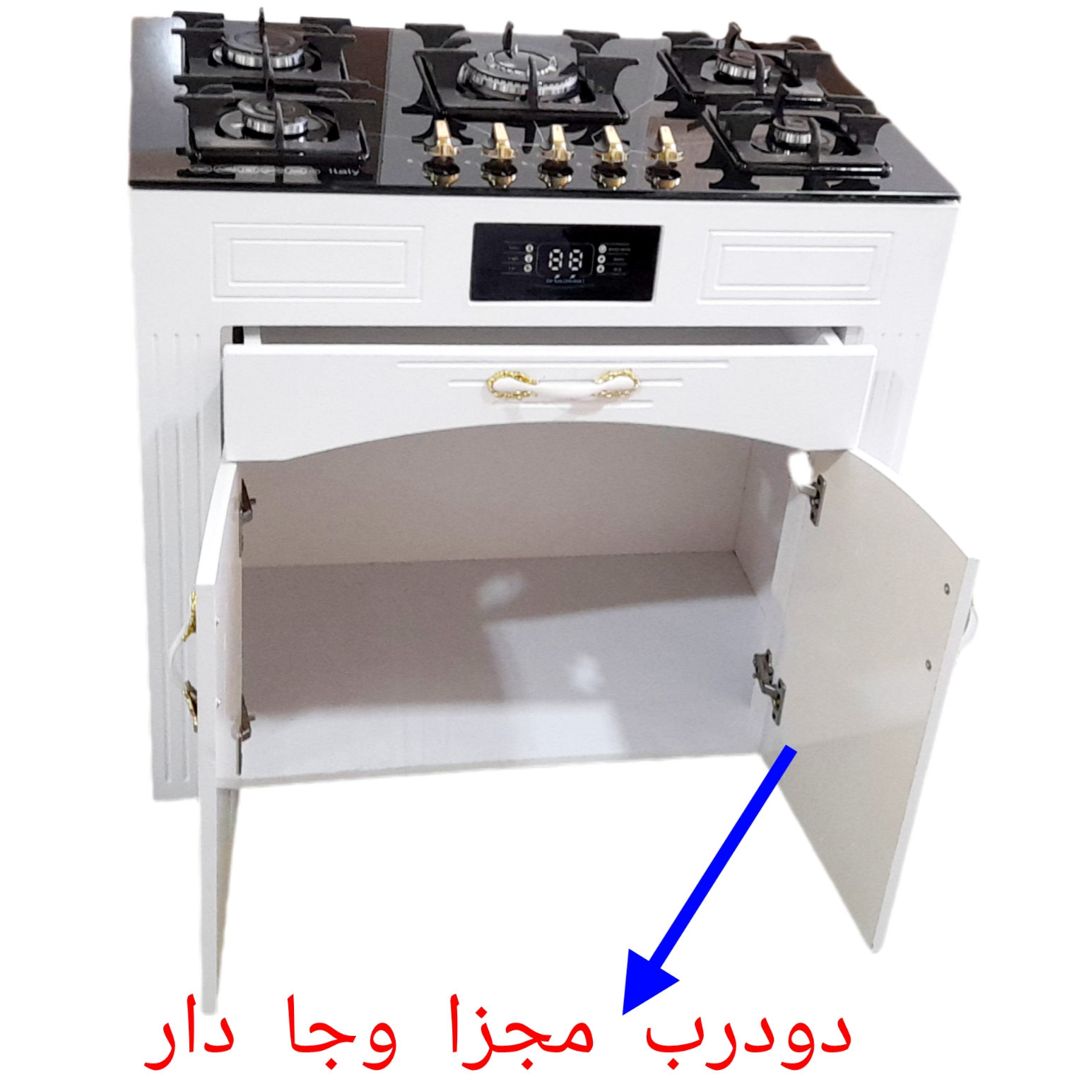 اجاق گاز 5 شعله هاکان مدل رو شیشه  فندک دار دو درب جا قاشوقی //CHM_ M6//