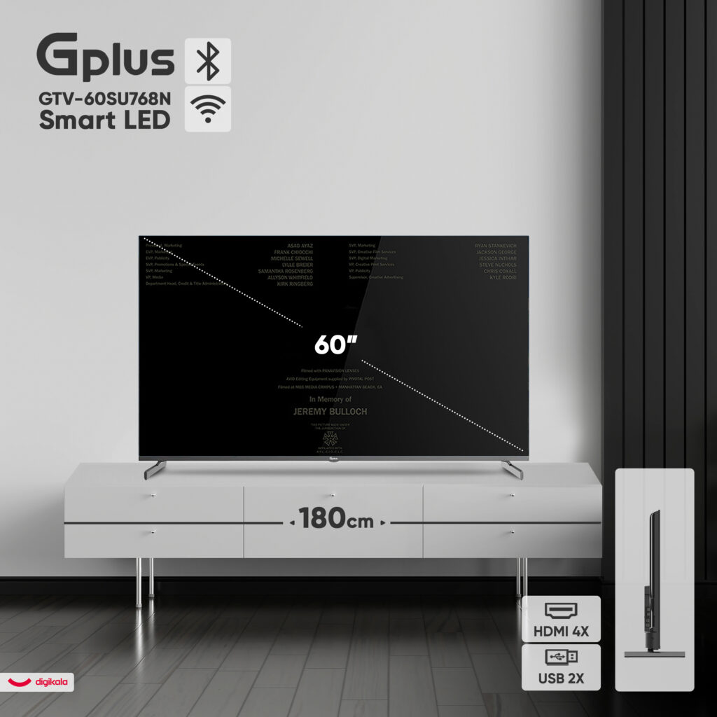 تلویزیون 60 اینچ ال ای دی هوشمند جی پلاس مدل GTV-60SU768N