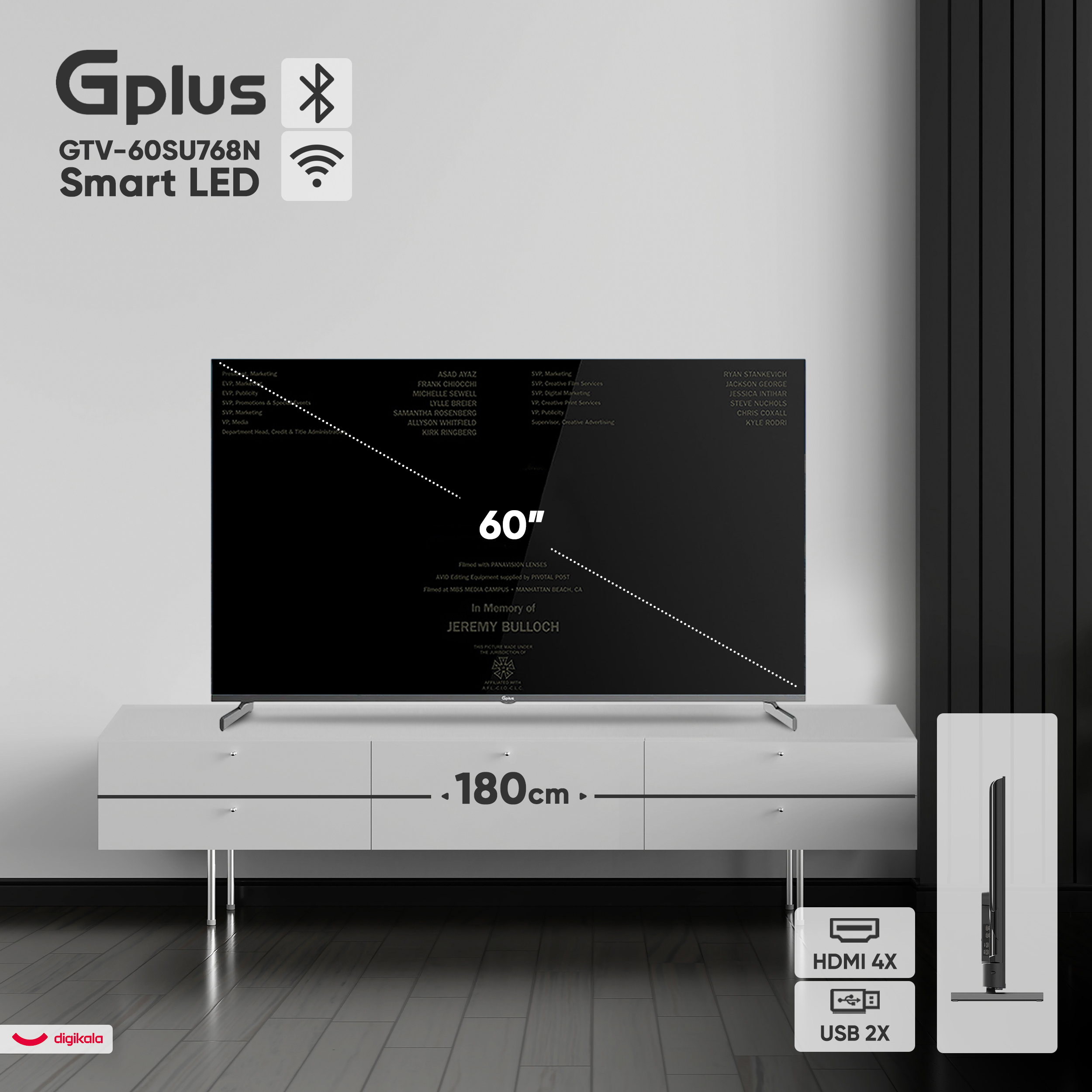 تلویزیون 60 اینچ ال ای دی هوشمند جی پلاس مدل GTV-60SU768N