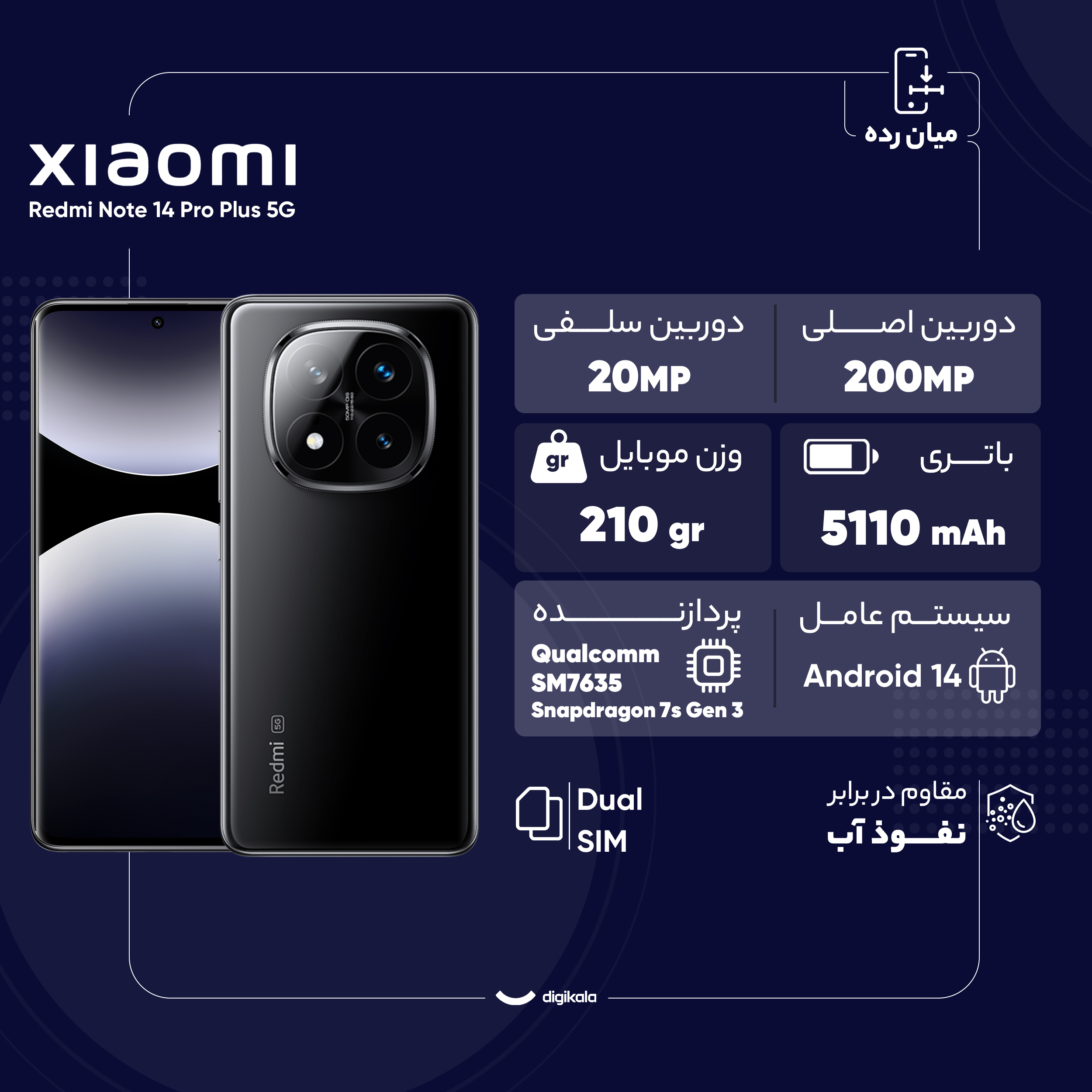 گوشی موبایل شیائومی مدل Redmi Note 14 Pro Plus 5G دو سیم کارت ظرفیت 512 گیگابایت و رم 12 گیگابایت