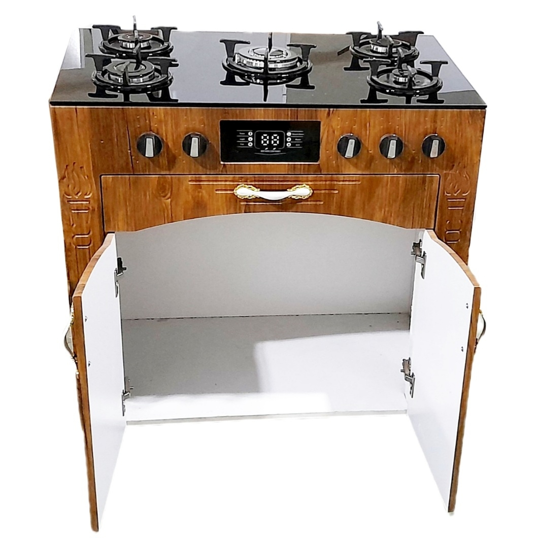 اجاق گاز 5 شعله هاکان مدل رو شیشه فندک دار دو درب